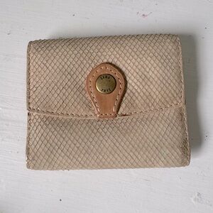 Frye leather wallet // tan soft diamond cut leather